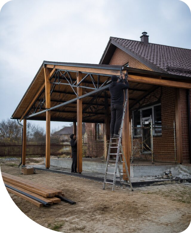 Пристройка навеса к дому и участку в Лянторе под ключ